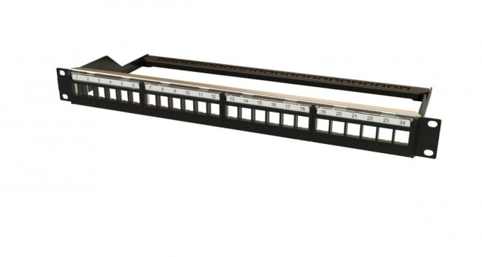 Модульная патч-панель 19" 24 порта Keystone UTP Hyperline PPBL6-19-24-RM неэкранированная