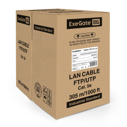 Кабель ExeGate UTP-2-C5e-CCA-S24-IN-PVC-GY-305 UTP 2 пары кат.5e CCA, 0.5мм (24AWG), 305м, серый, PVC EX256745RUS
