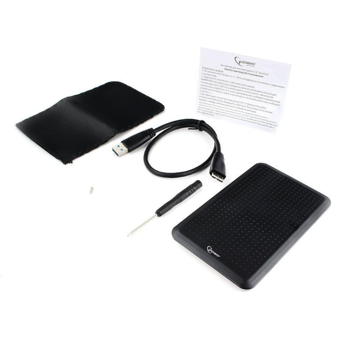 Бокс для жесткого диска EE2-U3S-60 Gembird 2.5", чёрный, USB 3.0, SATA, нержавеющая сталь OEM