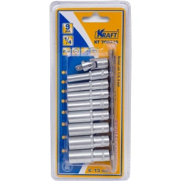 Набор головок торцевых удлиненных (9 шт; 1/4" Dr; 6-13 мм) KRAFT KT 700315