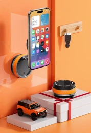 Держатель для телефона K10B, сильный магнит (MagSafe), вакуумная присоска с блокиратором, цвет оранжевый