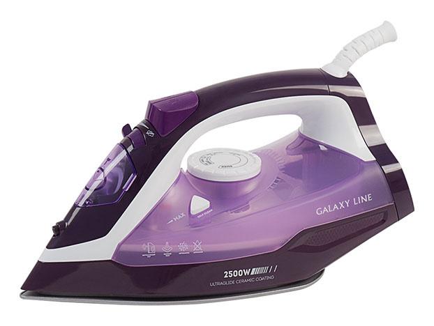 Утюг GALAXY LINE GL 6124, с паровым ударом, 2500Вт, фиолетовый и белый