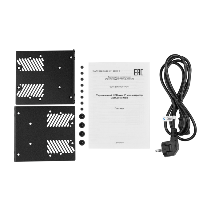 Управляемый USB over IP концентратор DistKontrolUSB-64 с 64 портами USB с 2 блоками питания, Ethernet 2 x 10/100/1000 Mb/ Защитный модуль с замком