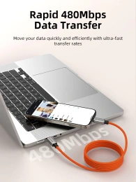 Магнитный кабель USB-C CABLETIME CU08H (CT-CM240-MZB1) 1 м, 480 Мбит/с, 5А/48В, 240Вт, PD 3.1, черный, для быстрого заряда смартфонов и ноутбуков