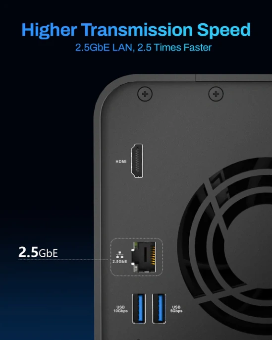 Сетевое хранилище NAS TerraMaster F2-425 tower NAS QC 2.0Ghz/4Gb upto 16Gb /JBOD,RAID0,1,TRAID + /up to 2 HS SATA 3,5' or 2,5' /2xUSB3.2 10Gb /1xUSB3.2 5Gb /1x2,5Gb RJ-45/iSCSI/1xPS/1YW repl F2-212, F2-223