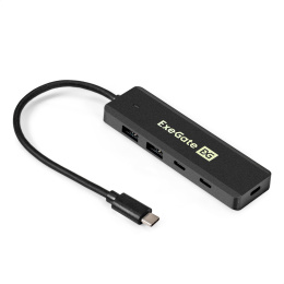 USB-Хаб (концентратор 4x5Gbps USB SuperSpeed) 4-в-1 ExeGate DUB-2C2P/5G (кабель-адаптер USB 3.2 Gen1 Type C --> 2xUSB3.2 Gen1 Type-A (5G каждый)/2xUSB3.2 Gen1 Type-C (5G), SuperSpeed USB 5Gbps, доп. разъем USB Type-C для подключения источника питания, Plu