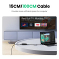 Аудио переходник UGREEN CM129-40964 USB to AUX 3.5mm, Mic & Ear, выход 1 - зеленый порт 3,5 мм для наушников, выход 2 - красный порт 3,5 мм для микрофона, выход 3 - комбинированный разъём для гарнитуры, функция отключения наушников и микрофона и регулято