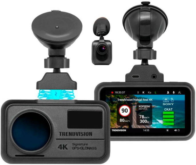 Видеорегистратор с радар-детектором TrendVision Hybrid Signature Real 4K 2CH, GPS, ГЛОНАСС