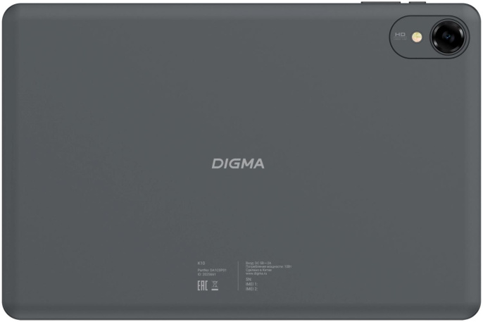 10.1" Планшет Digma K10 4/64 GB T606 4G, 1280 x 800, Android 14, серый [da1c0p01]