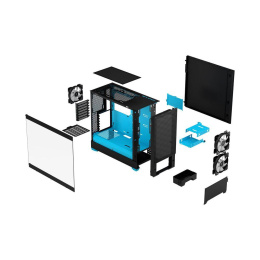 Корпус Case Fractal Design Pop Air RGB Cyan Core TG Clear Tint, Midi-Tower, 3x120mm RGB, 2xUSB-A 3.2 ATX, mATX, mITX Black/Cyan FD-C-POR1A-02