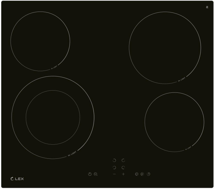 Электрическая варочная поверхность LEX EVH 641A BL, конфорок: 4 шт., стеклокерамика, независимая, черный