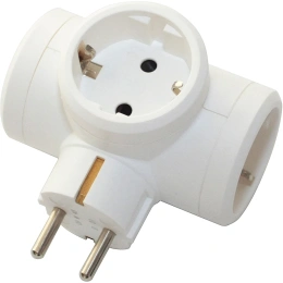 Тройник IEK STANDARD Т-01/03 3 места с заземлением 16А белый 050662