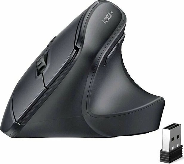 Беспроводная вертикальная мышка UGREEN M571P 65042 Wireless Vertical Mouse 2.4GHz & Bluetooth. Цвет: черный (65042_)