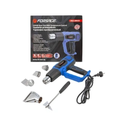 Промышленный электрический фен Forsage с насадками 220в, 50/60гц, 2000вт, 60/350/600с, 50/300/500л/мин, 3 режима, класс защиты-двойная изоляция  F-HG65-2000LED(52347)