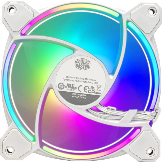 Вентилятор Cooler Master MasterFan MF120 Halo2 120мм, 4-pin, 2050об/мин, 27 дБ, ARGB, белый, Ret [mfl-b2dw-21np2-r2]
