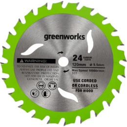 Диск пильный по дереву для циркулярной мини пилы 120x9.5 мм, 24T GreenWorks 2952507
