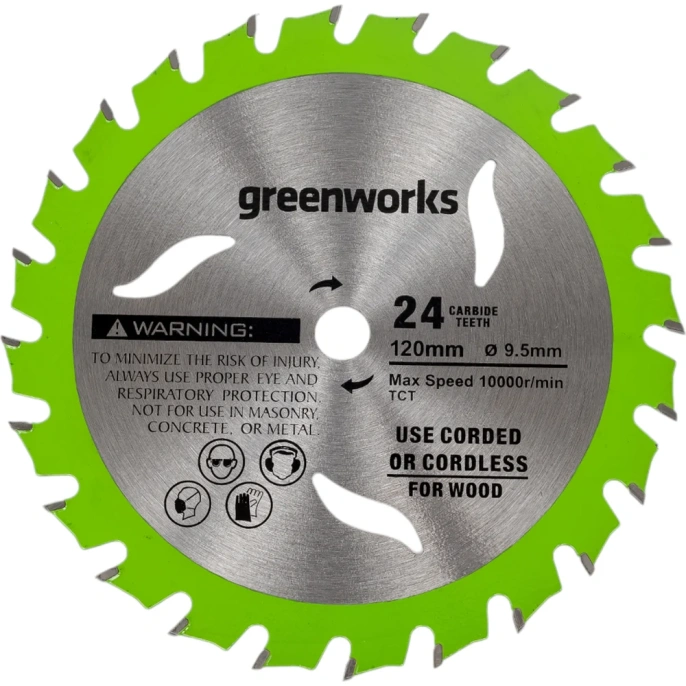Диск пильный по дереву для циркулярной мини пилы 120x9.5 мм, 24T GreenWorks 2952507