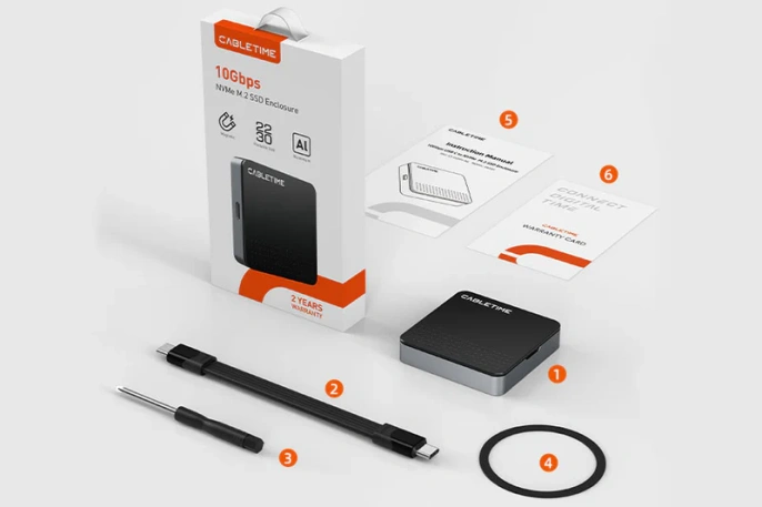 Корпус SSD-накопителя USB CABLETIME CB33G (CT-SSD04-AG) C-NVMe M.2 10 Гбит/с