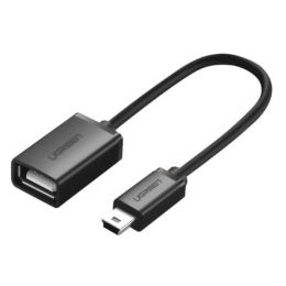 Кабель UGREEN US249-10383 Mini USB Male to USB Female OTG, 10cm, Gray (передача аудио, передача данных, папа-мама)