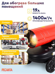 Дизельная тепловая пушка Ресанта ТДП-20АКД,  20кВт, красный [67/1/43]