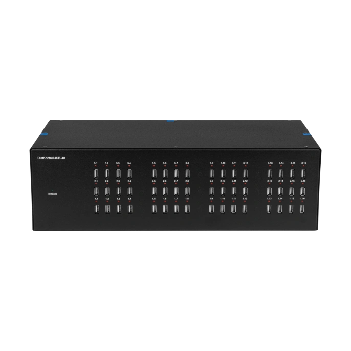 Управляемый USB over IP концентратор DistKontrolUSB-48 с 48 портами USB с 2 блоками питания / Ethernet 2 x 10/100/1000 Mb / Защитный модуль с замком