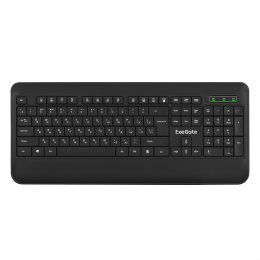 Клавиатура ExeGate Professional Standard LY-E5500M USB, мультимедийная полноразмерная, влагозащищенная, 104кл., Enter большой, подставка под запястья, длина кабеля 1,35м, черная, Color Box EX296922RUS