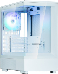Корпус Zalman P10 Белый (материал: сталь, пластик, окно: закаленное стекло, 1xUSB3.0, 1xUSB Type-C, без БП, 2х3.5''/2.5'', 1х2.5'', 5 слотов расширения, максимальный размер МП: mATX, максимальная длина видеокарты: 384мм, максимальная высота кулера: 173мм,