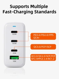 Сетевое зарядное устройство CABLETIME G120W CT-GAN120-PW GaN PD3.1 3C1A 120 Вт, белый