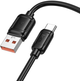 Кабель Hoco X115, USB Type-C m - USB m , 1.2м, 5A, черный [51974]