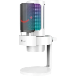 FIFINE Микрофон FIFINE AM8W, динамический с RGB подсветкой, USB / XLR, White