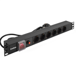 Блок розеток ExeGate ServerPro PDU-19H606 Al-6S-EU2CU-SW-O, 19, 1U, алюминий, 6Sch, евро, 2м, защита перегрузки 280831
