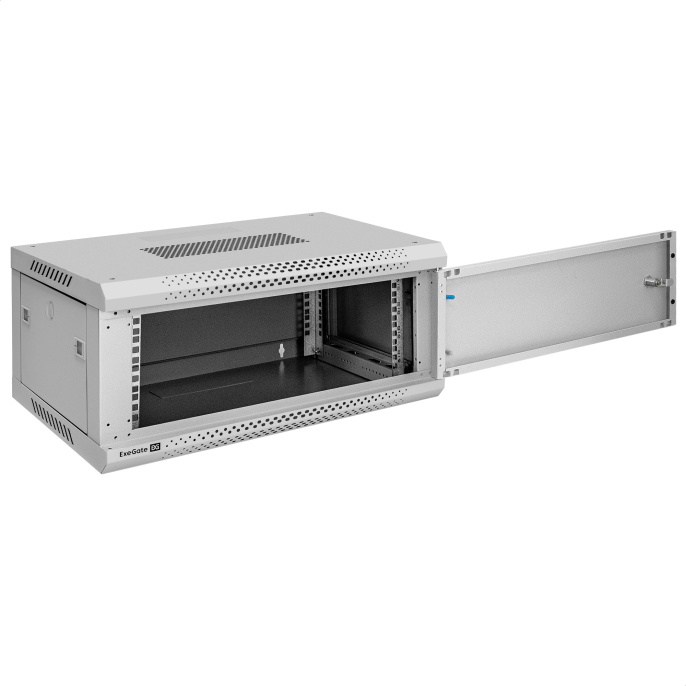 Шкаф телекоммуникационный 19" настенный 4U ExeGate EC-WM-4U.450.M.GREY 19”, 4U, 600x450x280mm ШхГхВ , передняя дверь металл, съемные боковые панели, пыле- и влагозащита IP23, светло-серый RAL 7035 EX300253RUS
