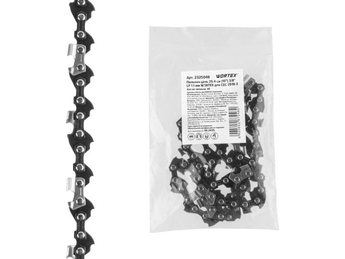 Пильная цепь 25.4 см 10" 3/8" LP 1.1 мм WORTEX для CEC 2518-3