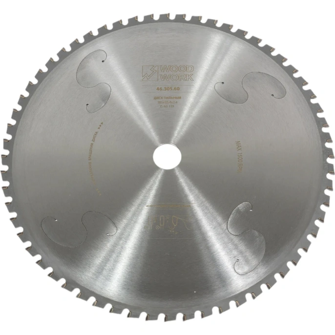 Диск пильный для резки стали Drycut 305x2.4/2.0/25.4 мм, 60T, A=-5° FTR WOODWORK 46.305.60