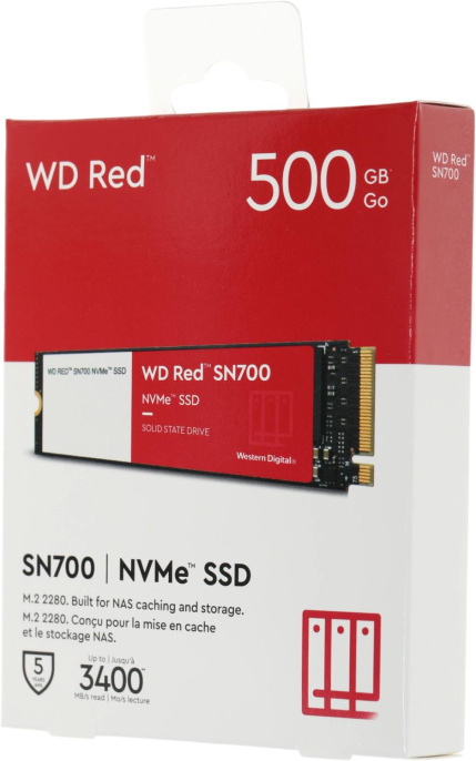 SSD накопитель WD Red SN700 WDS500G1R0C 500ГБ, M.2 2280, PCIe 3.0 x4, NVMe, M.2