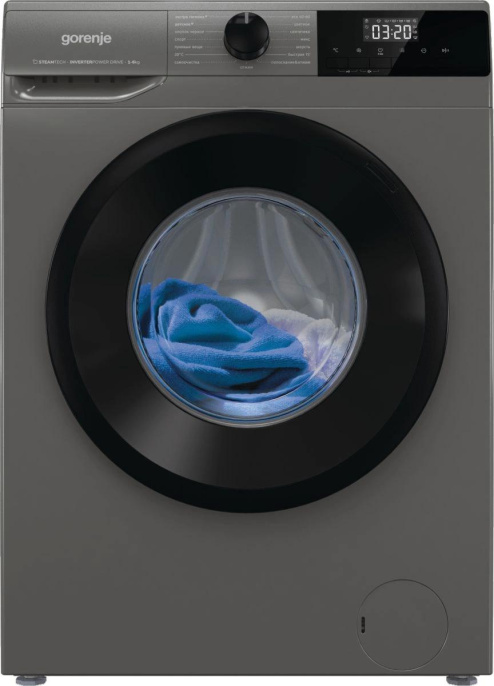 Стиральная машина Gorenje W2NHPI62SCSS, с фронтальной загрузкой, 6кг, 1200об/мин, с паром, инверторная