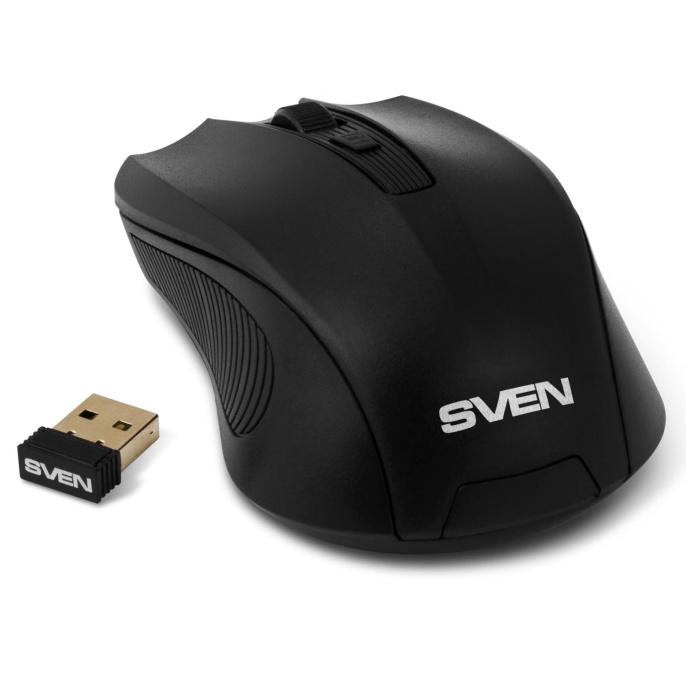 Беспроводная мышь SVEN RX-400W чёрная 3+1кл. 600/1000/1400DPI, блист (SV-014674)