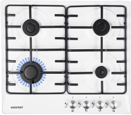 Газовая варочная панель NORDFROST HS 6040 W, 4 конфорки, эмалированная сталь, белый