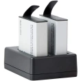 Аккумуляторные батареи для экшн-камеры AKASO Brave 4 Pro/V50X, 2x1350 мАч с двойным зарядным устройством USB