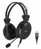 Наушники накладные с микрофоном A4TECH HU-30 черный (проводные, кабель 2м, USB) (HU-30)