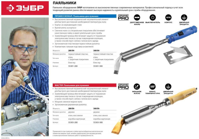 Паяльник Зубр 55303-200,  электрический,  200Вт