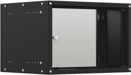 Шкаф коммутационный NTSS Lime NTSS-WL9U5545GS-BL настенный 9U 550x450мм пер.дв.стекл несъемн.бок.пан. 30кг черный 370мм 12кг 110град. 500мм IP20 сталь