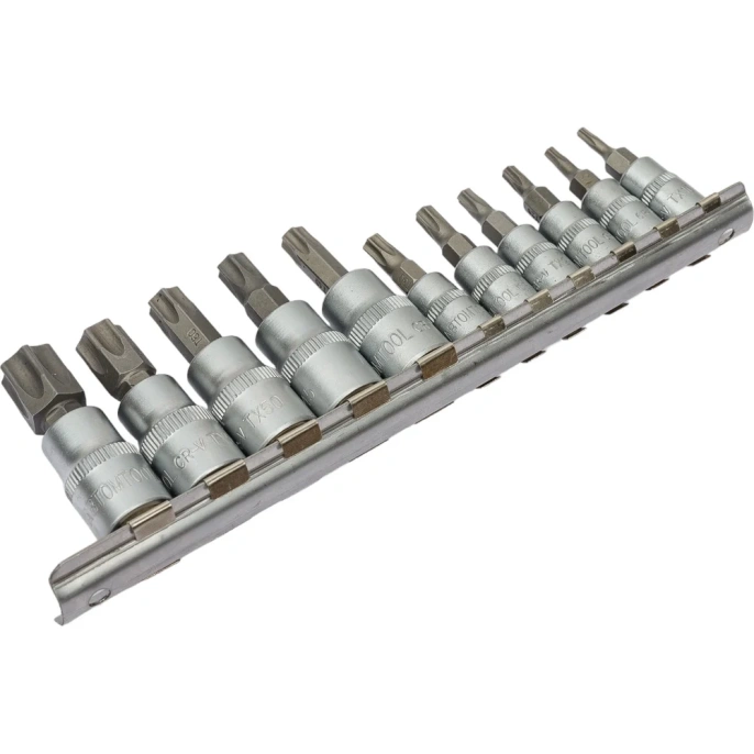 Набор головок со вставками TORX РROFFI (11 шт; T10-T60; 1/4"+3/8"; CrV) ABTOMTOOL 5443011
