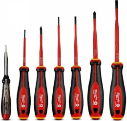 Отвертки Milwaukee VDE 7шт (4932478739) (диэлектрические, трехгранные, SL 2.5/SL 3/SL 4/SL 5.5/PH1/PH2/тестер)