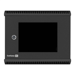 Шкаф телекоммуникационный 10" настенный 6U ExeGate EC-WM-6U.280.G.BLACK (10”, 6U, 350x280x287mm (ШхГхВ), передняя дверь закаленное стекло, пыле- и влагозащита IP23, черный RAL 9004) EX298624RUS