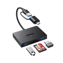 Кардридер UGREEN CM812 45167 4-in-1 MicroSD*USB*USB-C*SDXC*SDHC Card Reader. Цвет: черный