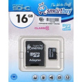 Micro SecureDigital 16Gb Smartbuy SB16GBSDCL10-01 {Micro SDHC Class 10, SD adapter}