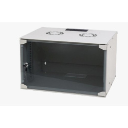 NEOMAX Шкаф телекоммуникационный настенный 6U 520х400 , стеклянная дверь, замок-ключ, разборный, цвет серый 1 коробка [NM-CBWM-6U5240GKL-301-GY]