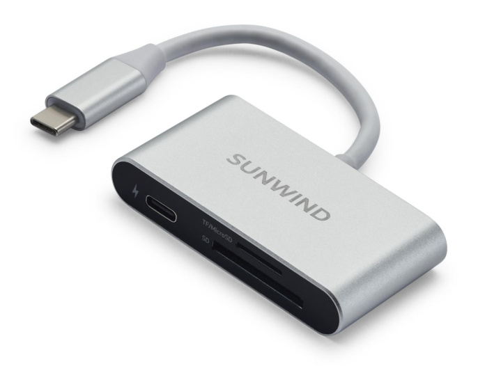 Картридер внешний SunWind SW-CR051-S, серебристый