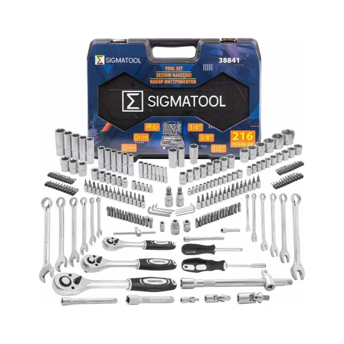Набор инструментов SIGMATOOL 216пр. 1/4", 3/8", 1/2" (6гр.) Sigmatool-38841(58944)